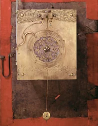Orologio a pendolo a peso (dettaglio del meccanismo di controllo del carillon) costruito da Johannes van Ceulen