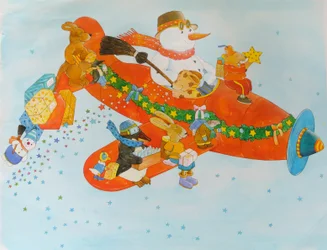 Aereo di Natale con pupazzo di neve
