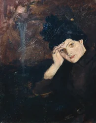 Albertine con un cappello nero