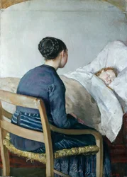 Madre al capezzale del figlio malato