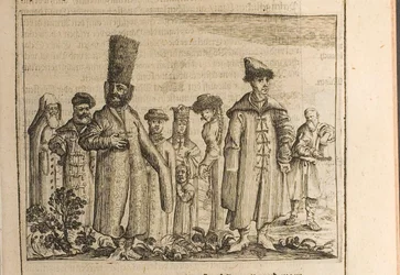 Abito tradizionale dei moscoviti, illustrazione da Viaggi al Gran Duca di Moscovia e il Re