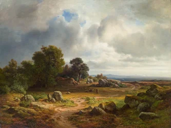 Ampio paesaggio con gregge di pecore