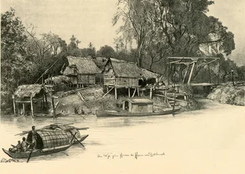 Case su palafitte, Bangkok, Siam, 1898
