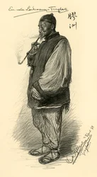 Uomo che fuma una pipa, Tsingtao, Cina, 1898