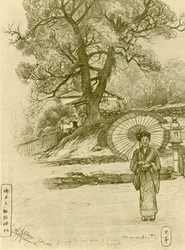 Donna con parasole, Nagasaki, Giappone, 1898