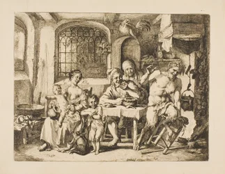 Satiro in casa di contadini, nello stile di Jordaens