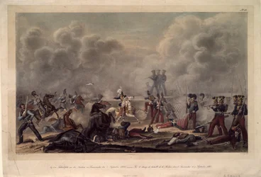 Sul campo di battaglia di Borodino davanti al villaggio di Semenovsky, 1820s