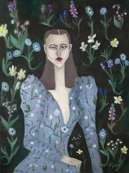 Donna elegante e fiori di campo