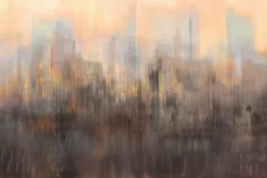 Paesaggio urbano astratto al tramonto