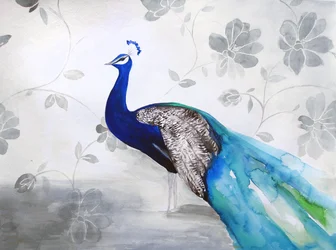 Elegante pavone blu floreale