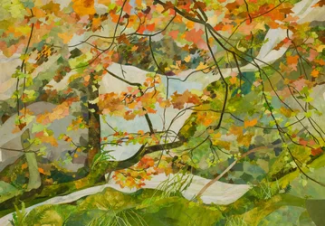 Autumn Honister Stream, 2018 (collage di carta dipinta ad acquerello)