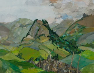 Castle Crag, 2023 (collage di carta dipinto ad acquerello)