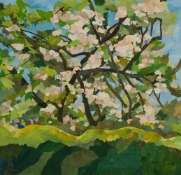 Cornerways Apple Tree, 2019 (collage di carta dipinto ad acquerello)