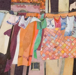 Venice Washing Chequered Quilt, 2016 (collage di carta dipinta ad acquerello)