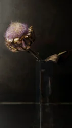 Fiore di carciofo in tono malinconico