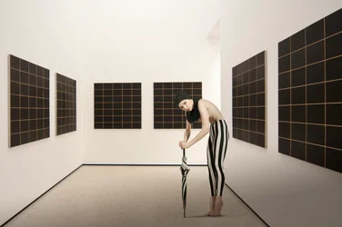 Figura a strisce nella galleria