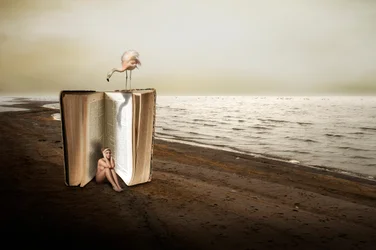 La donna nel libro gigante