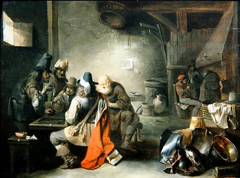 Gruppo di figure che giocano a backgammon