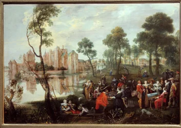 Merenda in un parco di scena galante
