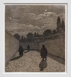 Chiaro di luna sulla strada, illustrazione per la prospettiva lineare, tavola IV 1838-40 (acquaforte)