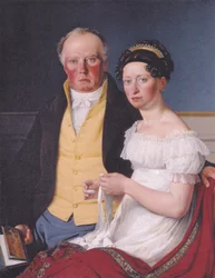 Danese:  Greve Preben Bille-Brahe og hans anden hustru Johanne Caroline, født Falbe Doppio ritratto del conte Preben Bille-Brahe e della sua seconda moglie, Johanne Caroline, nata Falbe