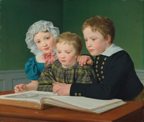 Ritratto di C.F. I figli di Holm. Adam Vilhelm, Pauline Frederikke e Johan Chr. Giulio