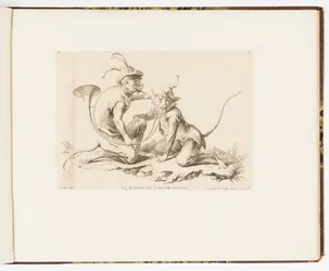 Tavola 10, Le Maître de Cors de Chasse, Singeries ou différentes actions de la vie humaine représentées par des singes