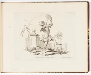 Tavola 10, Le Tambour de Basque (Il Tamburello), Singeries ou différentes actions de la vie humaine représentées par des singes (Buffonate o diverse azioni della vita umana rappresentate da scimmie)