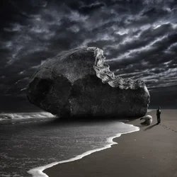 Bitten Rock sulla spiaggia di Stormy Beach
