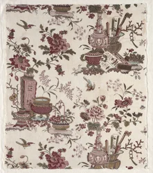 Frammento di cotone stampato in woodblock