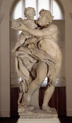 Fauno con bambino Scultura in pietra