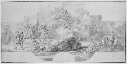 Lo sbarco di Colombo in America, studio per un dipinto (distrutto nel 1777) per la Sala del Minor Consiglio, Palazzo Ducale, Genova