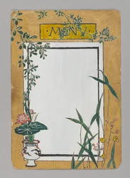 Carta del menu con bambù e fiori, ca. 1880