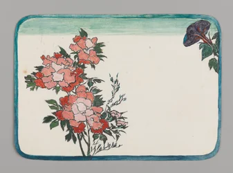 Piccola carta con crisantemi e gloria mattutina, ca. 1880