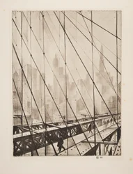 Guardando attraverso il ponte di Brooklyn, pub. 1921