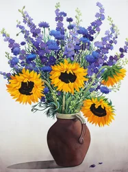 Fiori estivi in brocca marrone