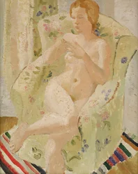 Ragazza nuda seduta in un interno, 1928