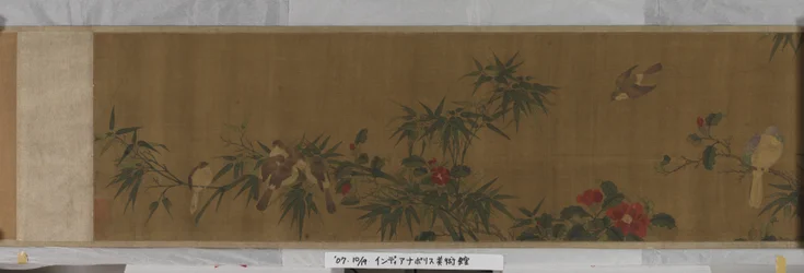 Fiori, bambù e uccelli