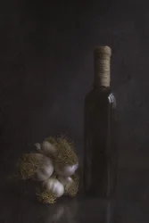 Aglio rustico e bottiglia