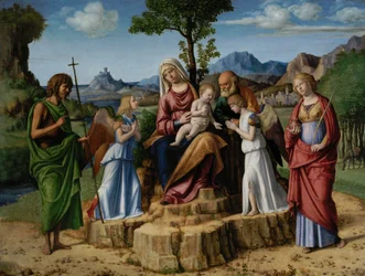 Riposo durante la fuga in Egitto con San Giovanni Battista