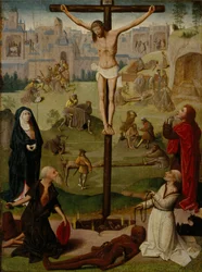 La crocifissione con San Girolamo e San Domenico e scene della Passione