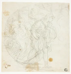 Scena biblica non identificata (recto); schizzi (verso)