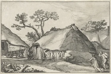 Fattoria e carro in un cortile