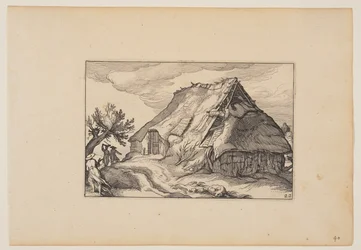 Un fienile, da Paesaggi (Verscheyden aerdige Lanthuysen...)