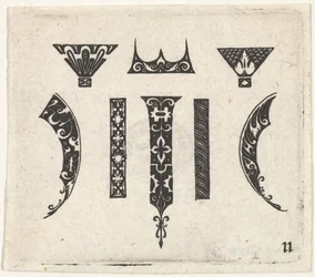 Stampa di ricamo nero con otto motivi, ca. 1620.