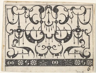 Stampa in Blackwork con un motivo Schweifwerk, ca. 1620