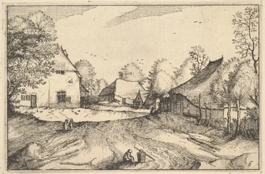 La Locanda del Cigno, tavola 6 da Regiunculae et Villae Aliquot Ducatus Brabantiae, ca. 1610