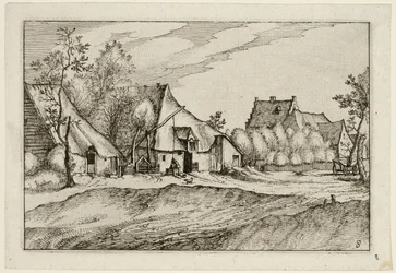 Le fattorie in un villaggio, tavola otto dopo Immagini di fattorie, case di campagna e villaggi rustici (Praediorum villarum et rusticarum casularum icones)