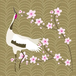 Il ciliegio in fiore e la gru