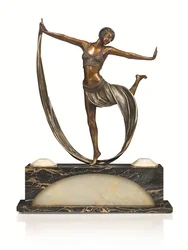 Figura Art Deco con Base Illuminata, 